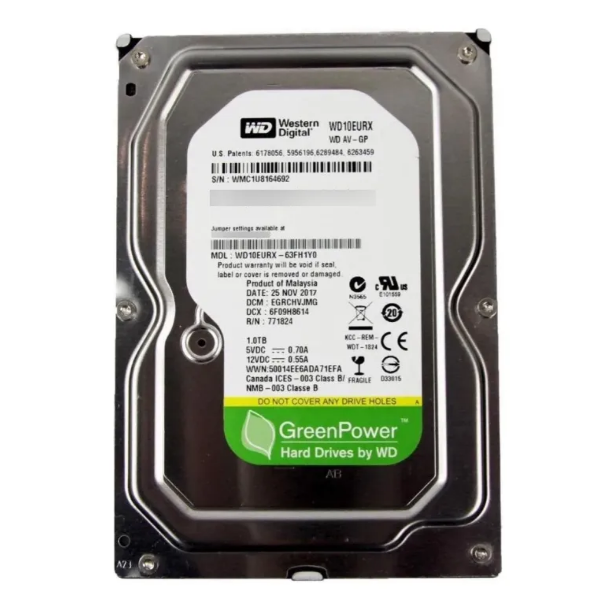 Disco Duro Western Digital WD10EURX 3.5" de 1TB, SATA III, hasta 7200 RPM