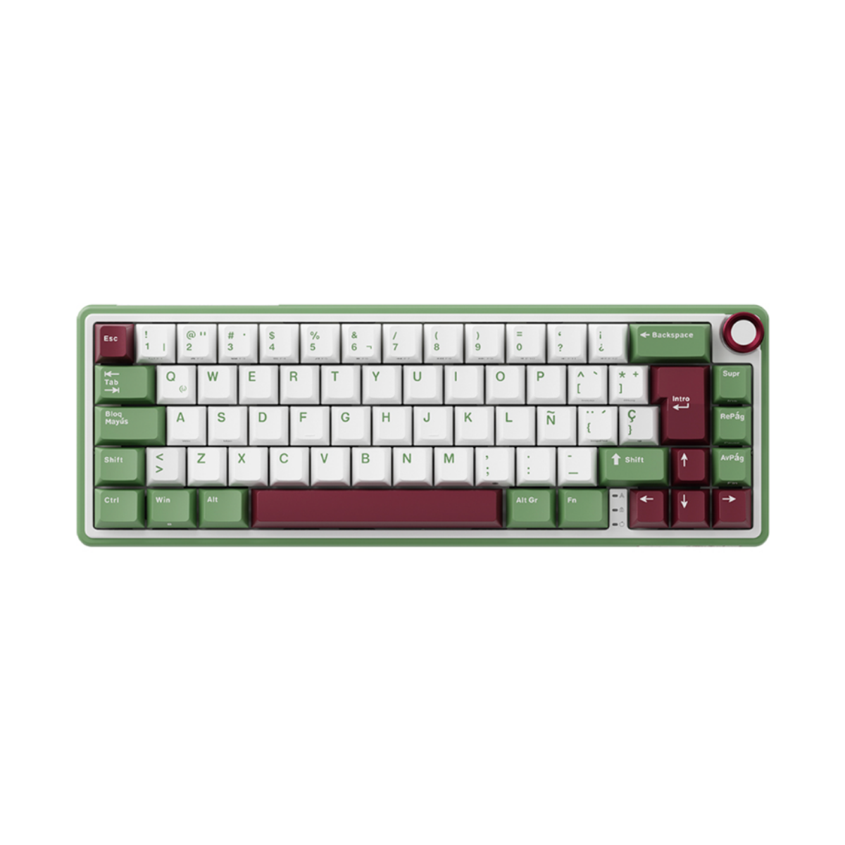 Teclado Mecánico Español Royal Kludge RKR65 RGB 65%, Switches Chartreuse Hot Swap, color Greensand