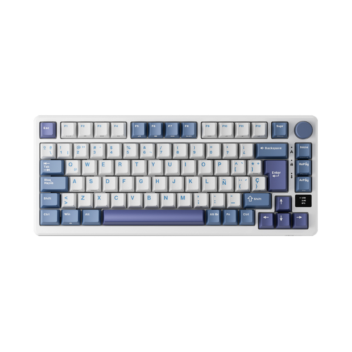 Teclado Mecánico Royal Kludge RKM75 Taro Milk 75%, Switches Silver, distribución en español
