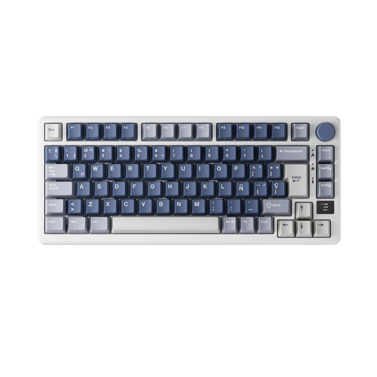 Teclado Mecánico Royal Kludge M75 Español Tamaño 75%, Color Ocean Blue