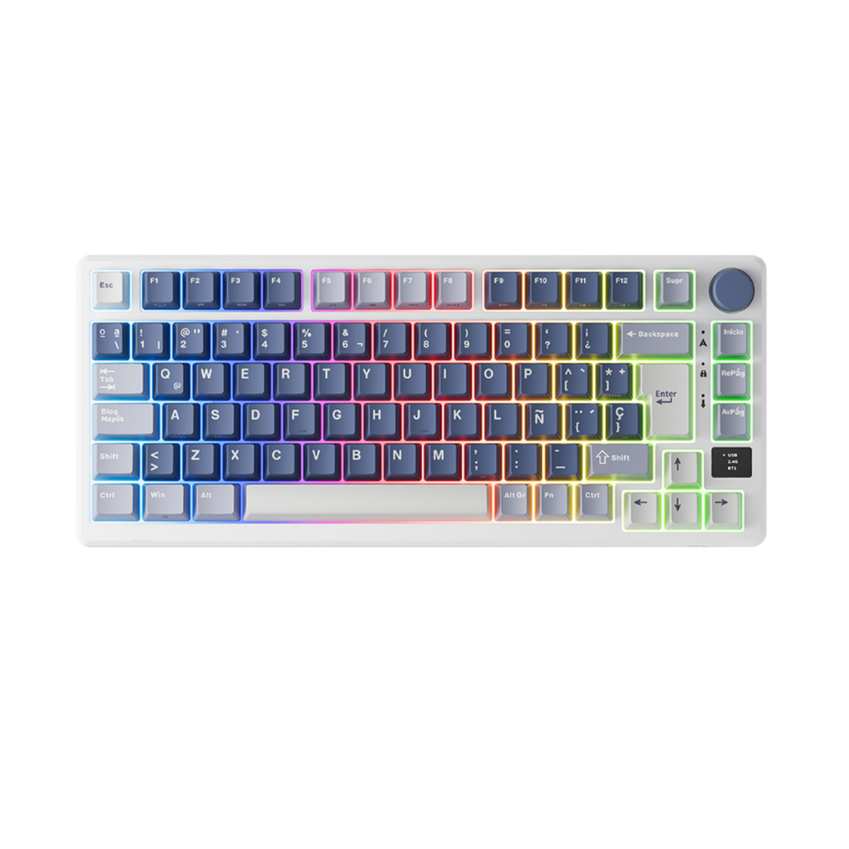 Teclado Mecánico Royal Kludge M75 Español Tamaño 75%, Color Ocean Blue