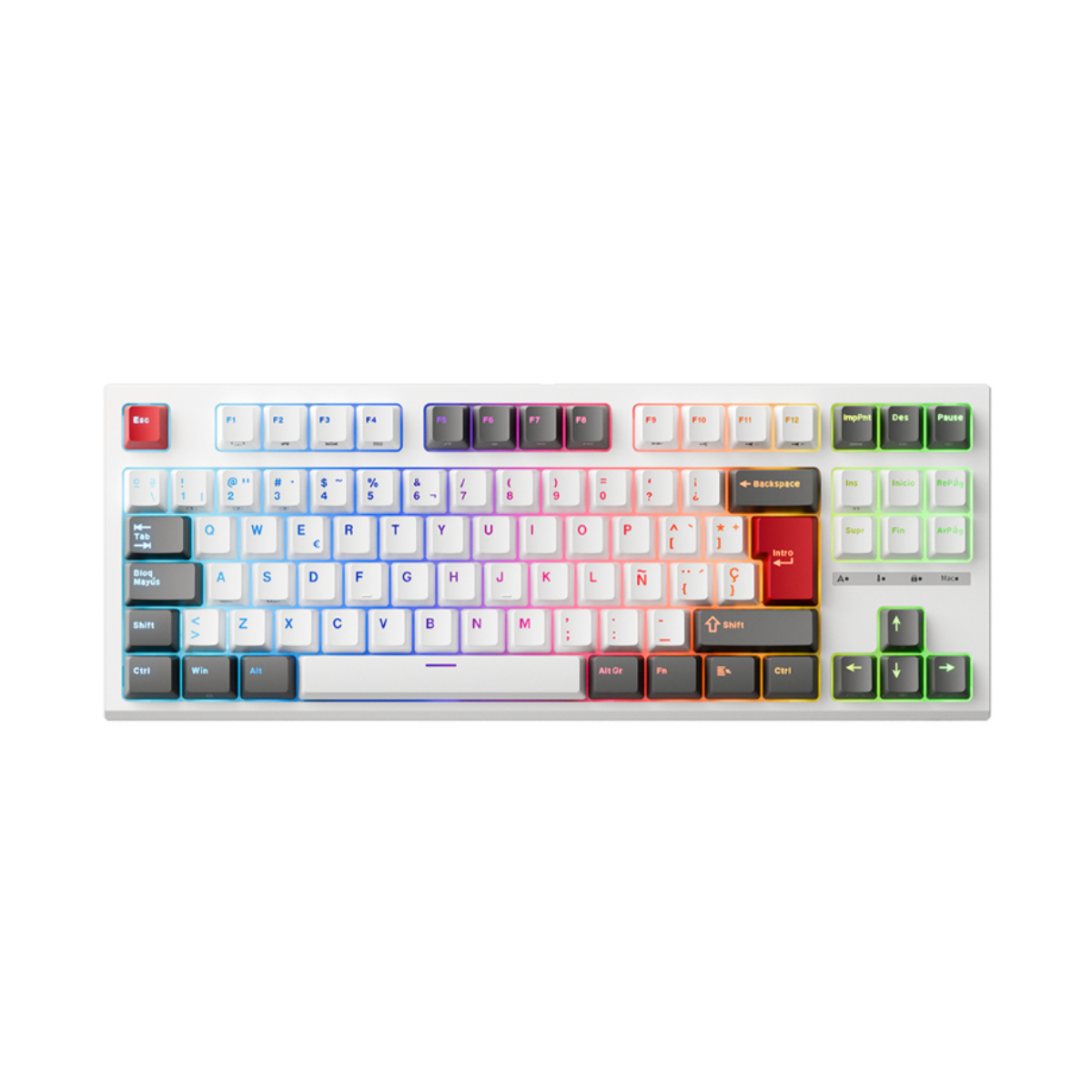 Teclado Mecánico Royal Kludge Rk R87 Español 80% Blanco Rgb