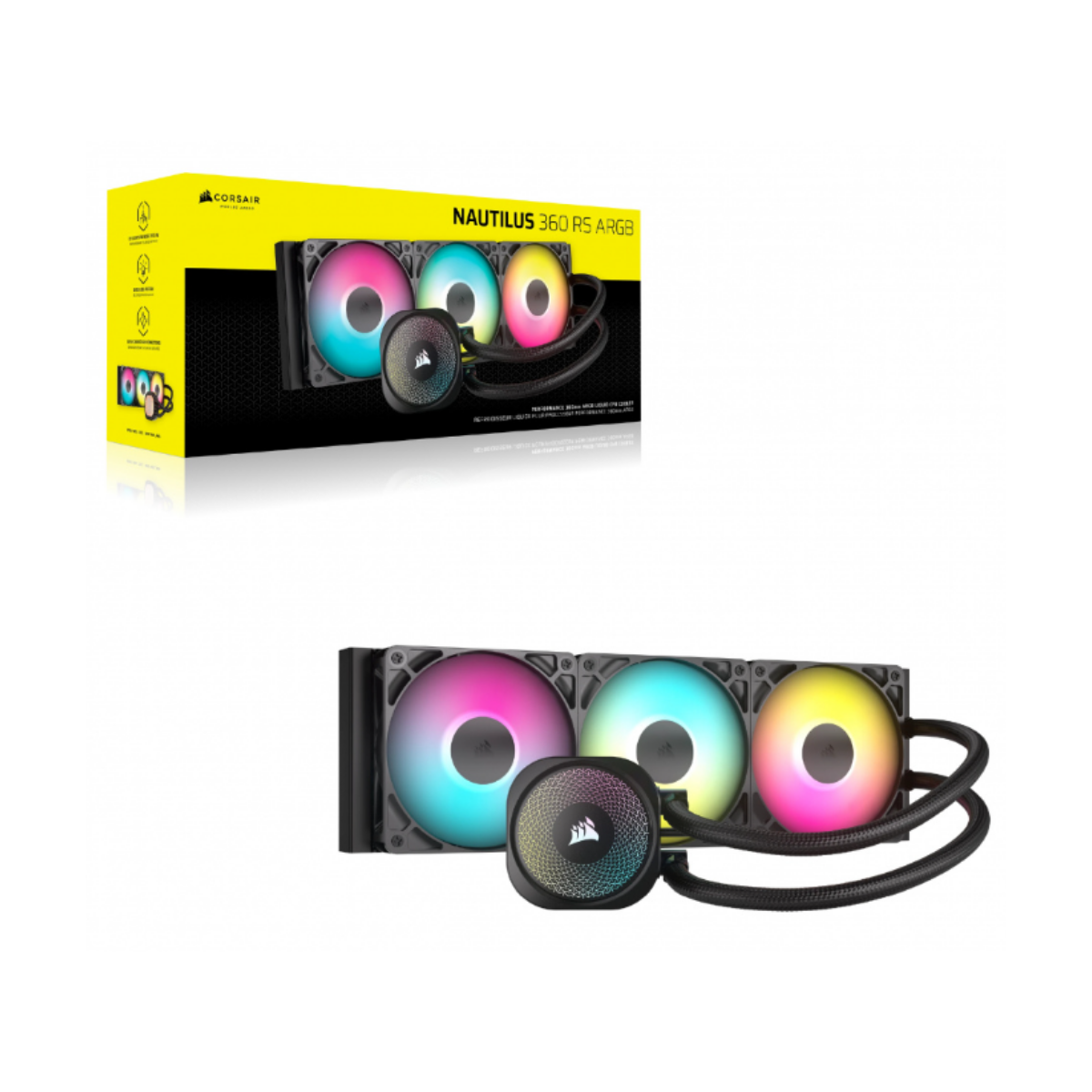 Enfriamiento Líquido Corsair Nautilus 360 RS ARGB AIO, hasta 1700RPM, color negro