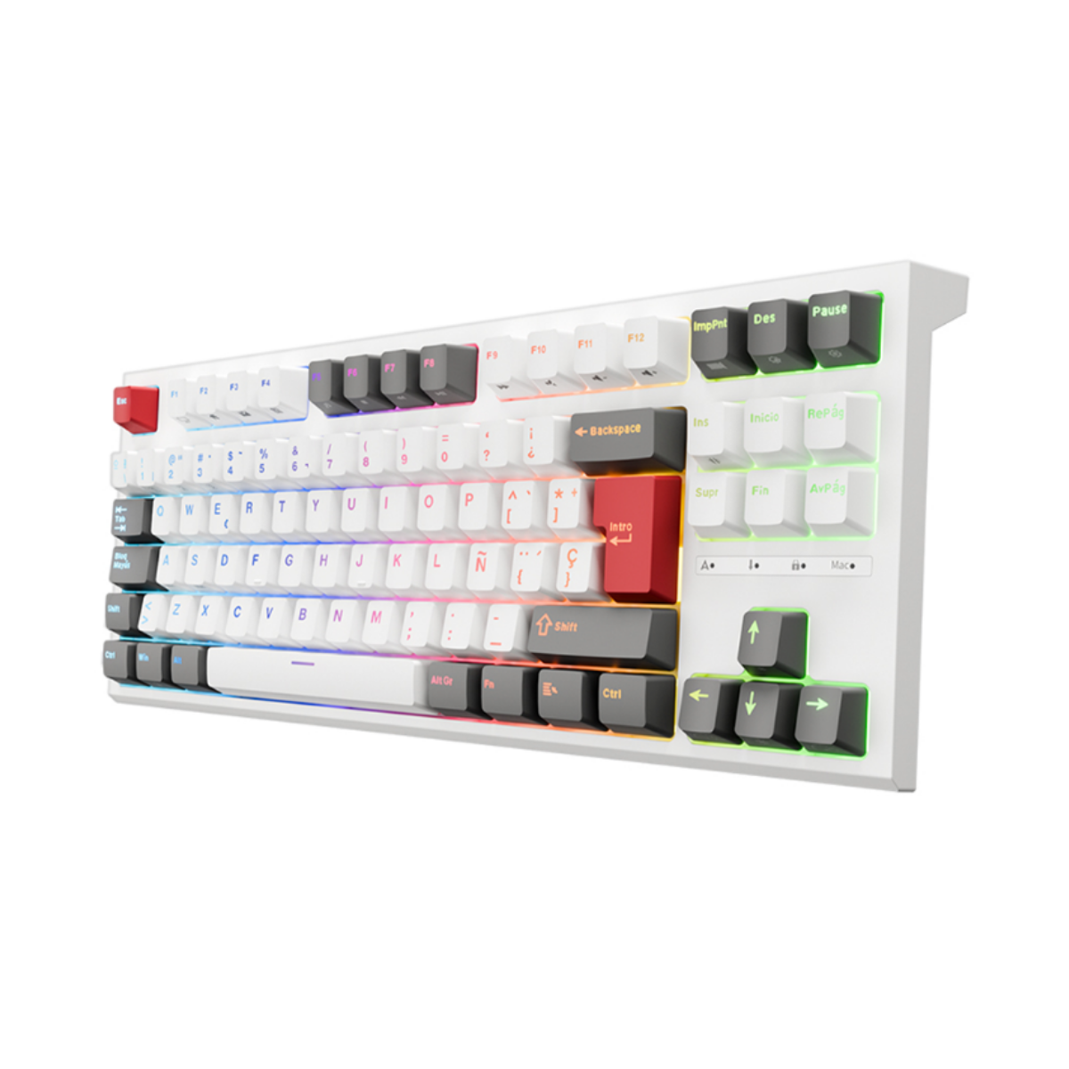 Teclado Mecánico Royal Kludge Rk R87 Español 80% Blanco Rgb