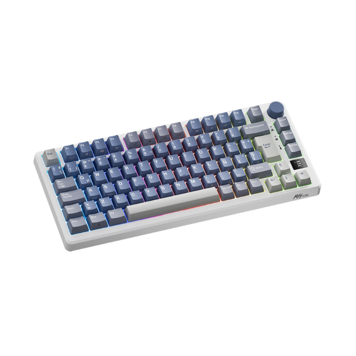 Teclado Mecánico Royal Kludge M75 Español Tamaño 75%, Color Ocean Blue