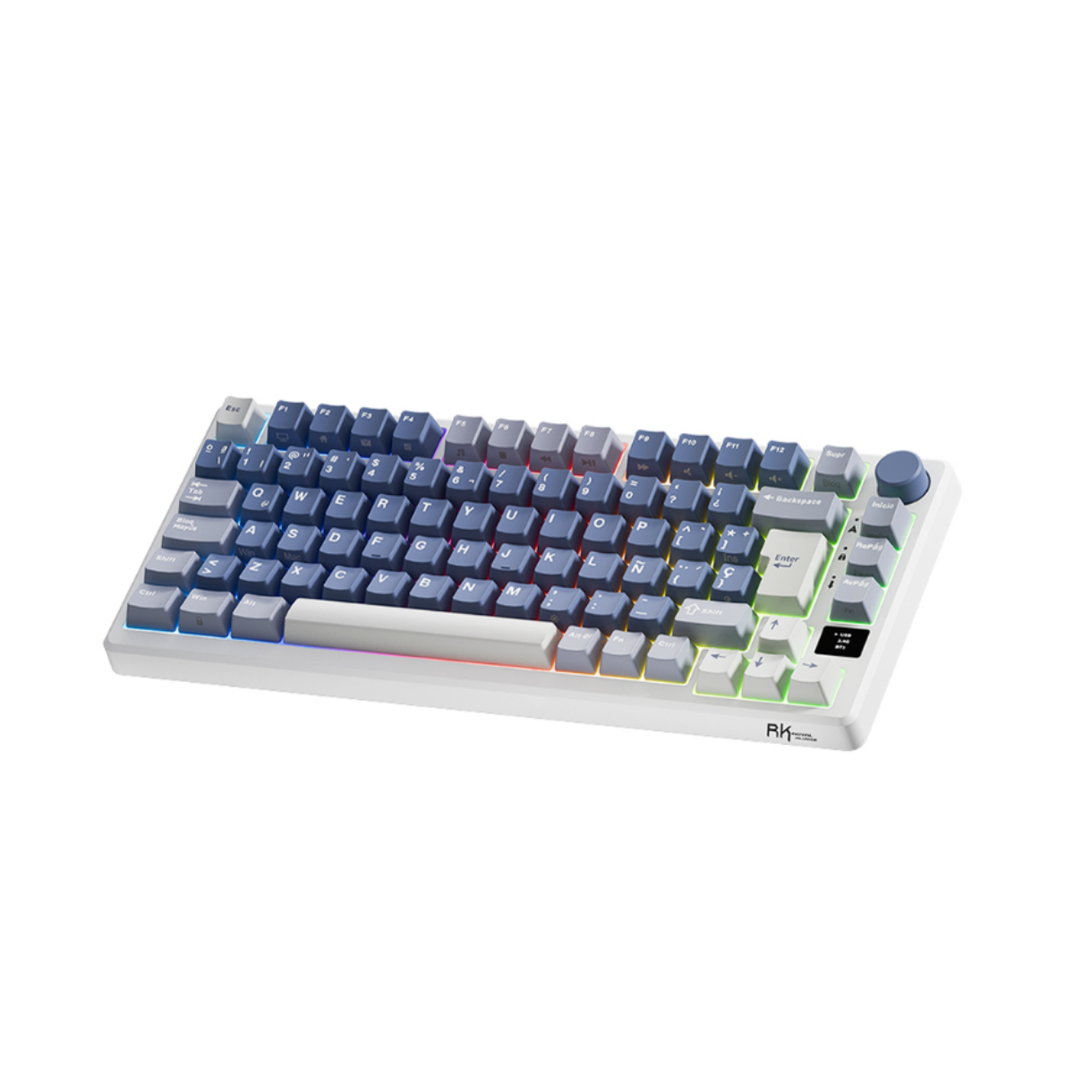 Teclado Mecánico Royal Kludge M75 Español Tamaño 75%, Color Ocean Blue