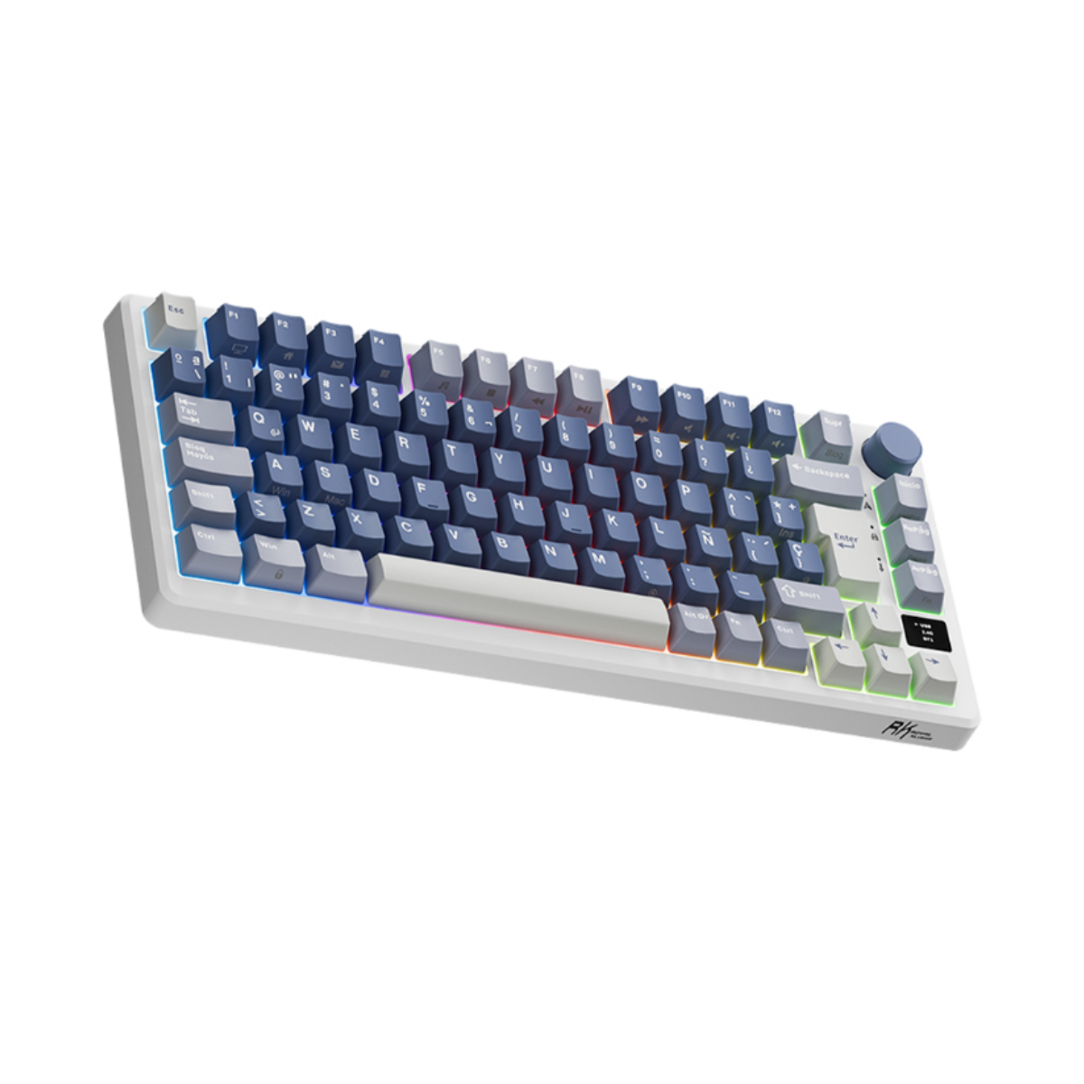 Teclado Mecánico Royal Kludge M75 Español Tamaño 75%, Color Ocean Blue