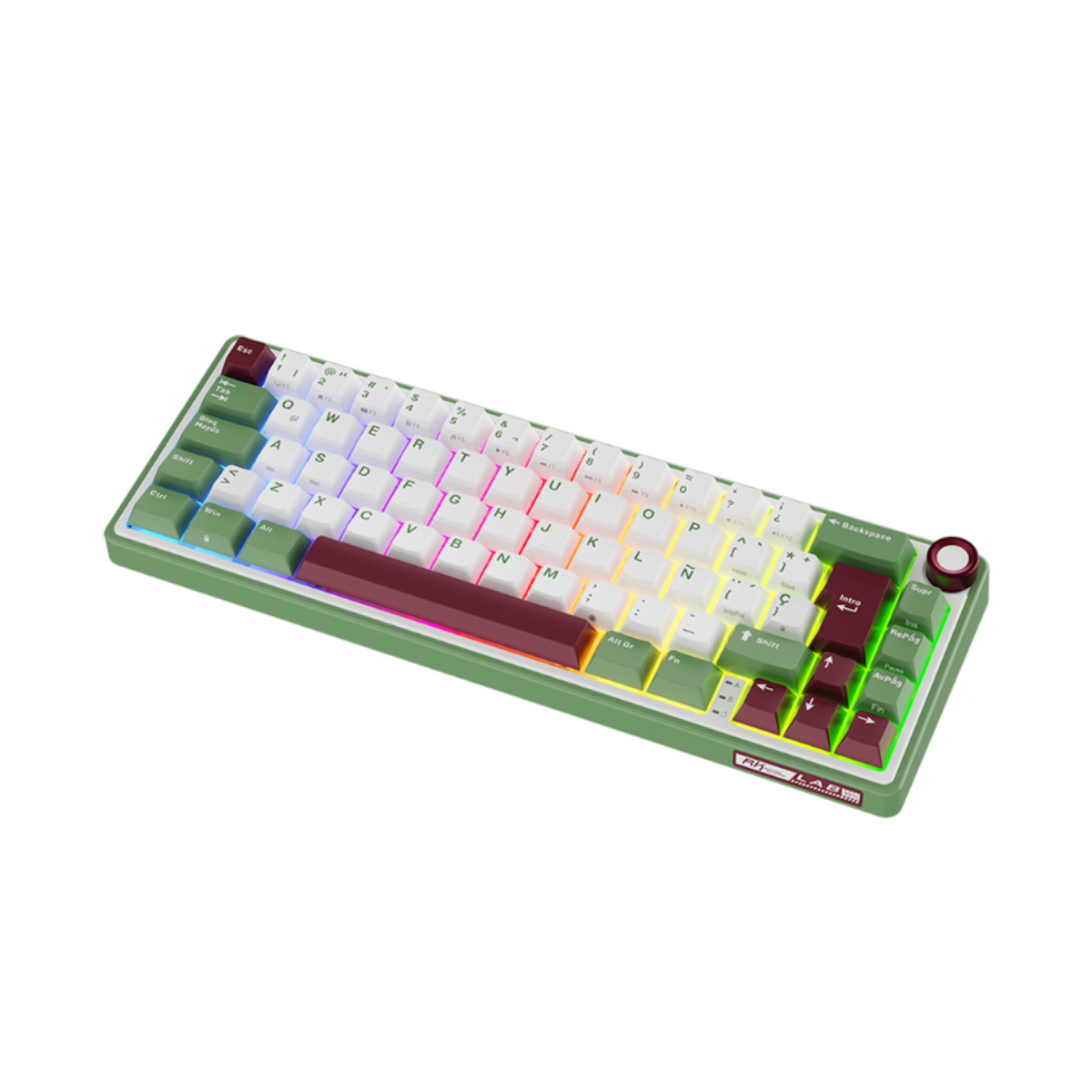 Teclado Mecánico Español Royal Kludge RKR65 RGB 65%, Switches Chartreuse Hot Swap, color Greensand