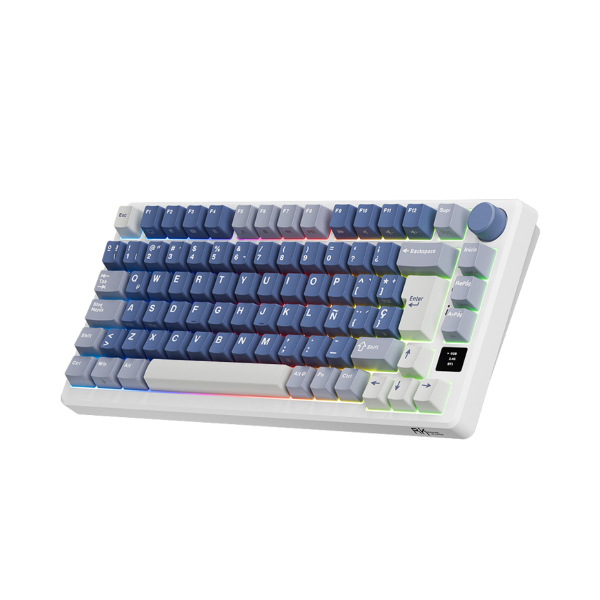 Teclado Mecánico Royal Kludge M75 Español Tamaño 75%, Color Ocean Blue