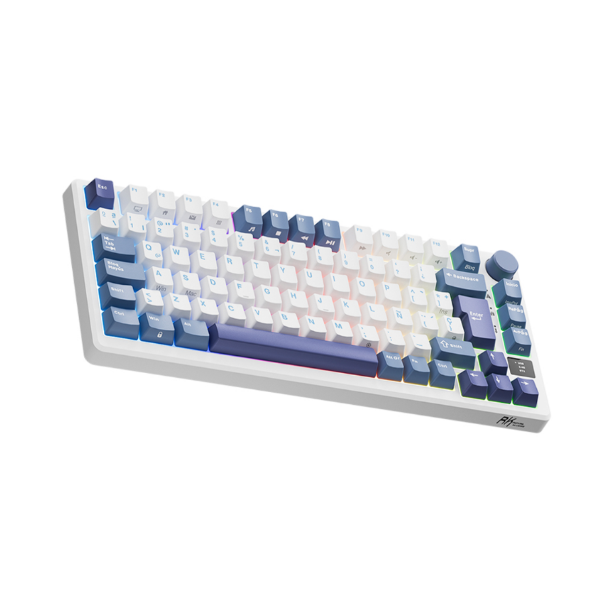 Teclado Mecánico Royal Kludge RKM75 Taro Milk 75%, Switches Silver, distribución en español