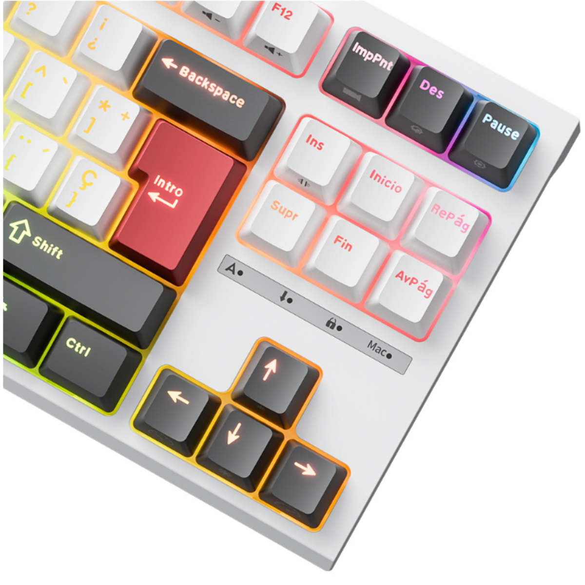 Teclado Mecánico Royal Kludge Rk R87 Español 80% Blanco Rgb