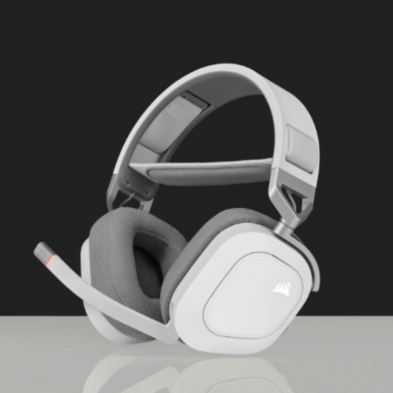 Auriculares premium para juegos HS80 RGB WIRELESS con audio espacial, color blanco
