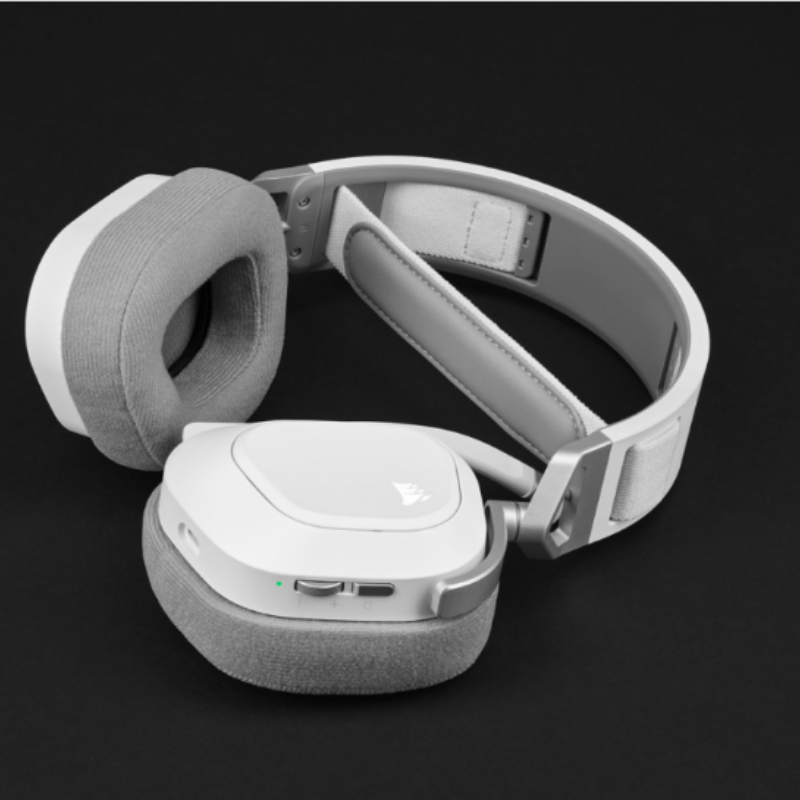 Auriculares premium para juegos HS80 RGB WIRELESS con audio espacial, color blanco