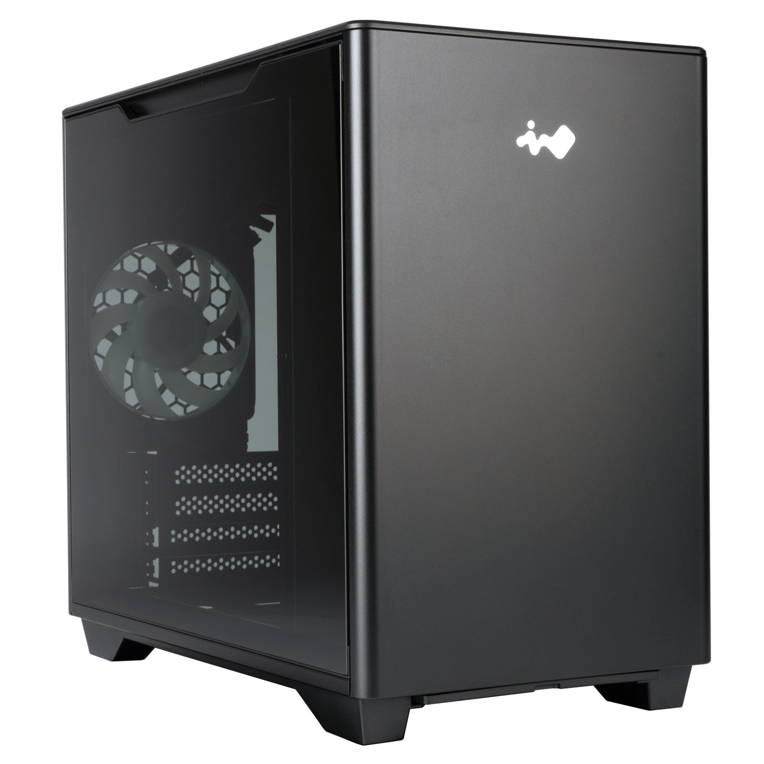 Gabinete InWin A3 Mini Tower, Micro-ATX, con 1 ventilador y panel de Cristal Templado, color Negro
