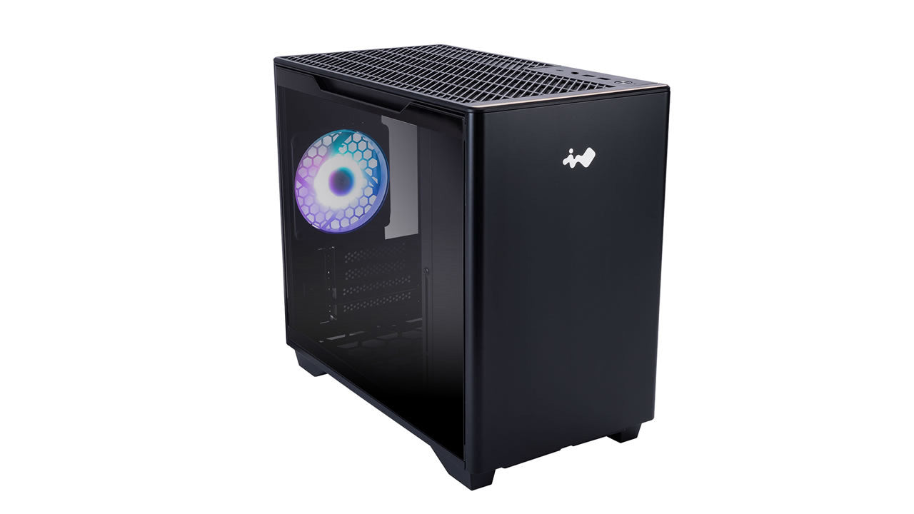 Gabinete InWin A3 Mini Tower, Micro-ATX, con 1 ventilador y panel de Cristal Templado, color Negro