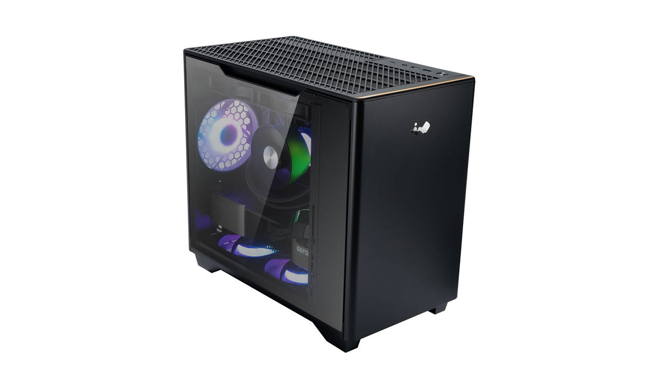 Gabinete InWin A3 Mini Tower, Micro-ATX, con 1 ventilador y panel de Cristal Templado, color Negro