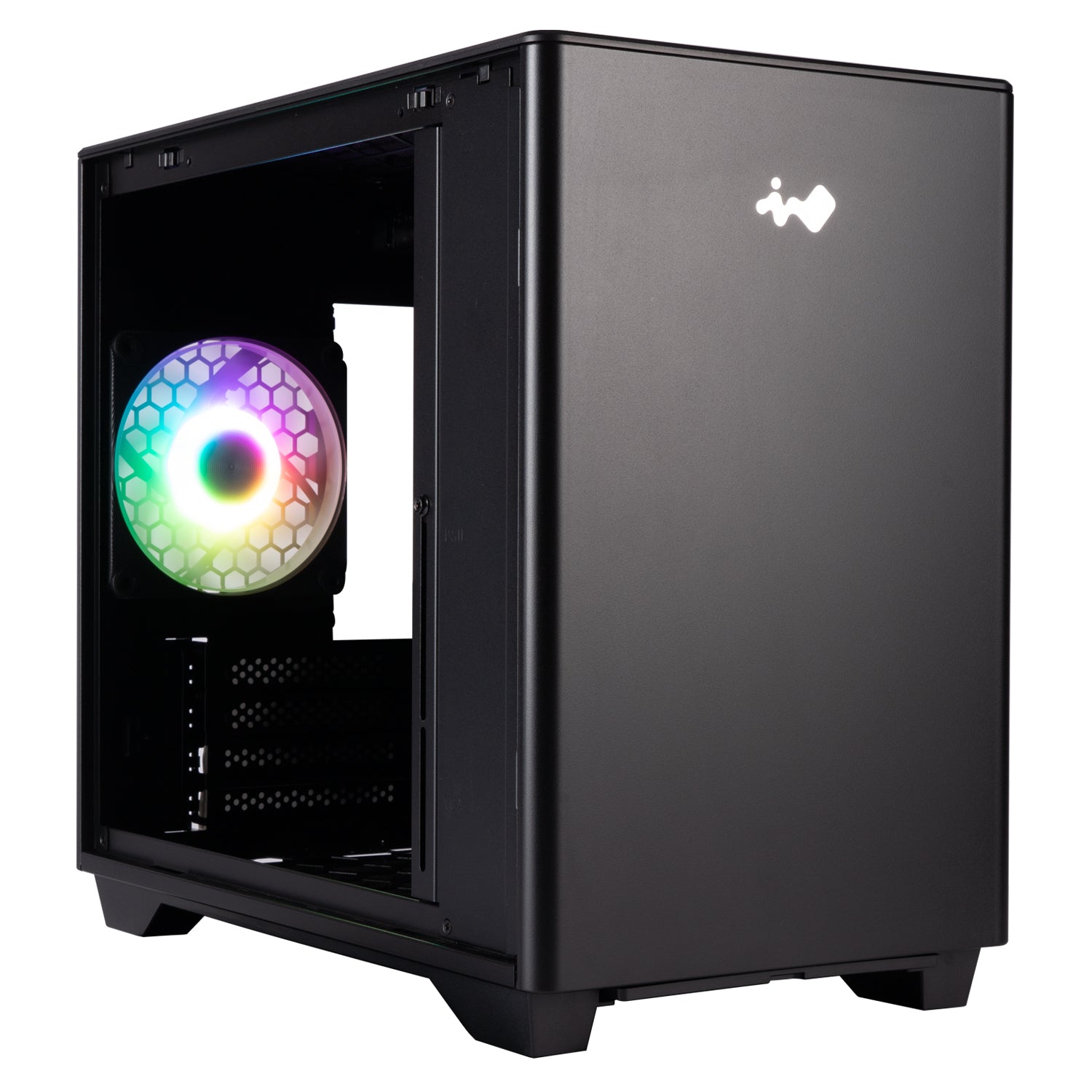 Gabinete InWin A3 Mini Tower, Micro-ATX, con 1 ventilador y panel de Cristal Templado, color Negro