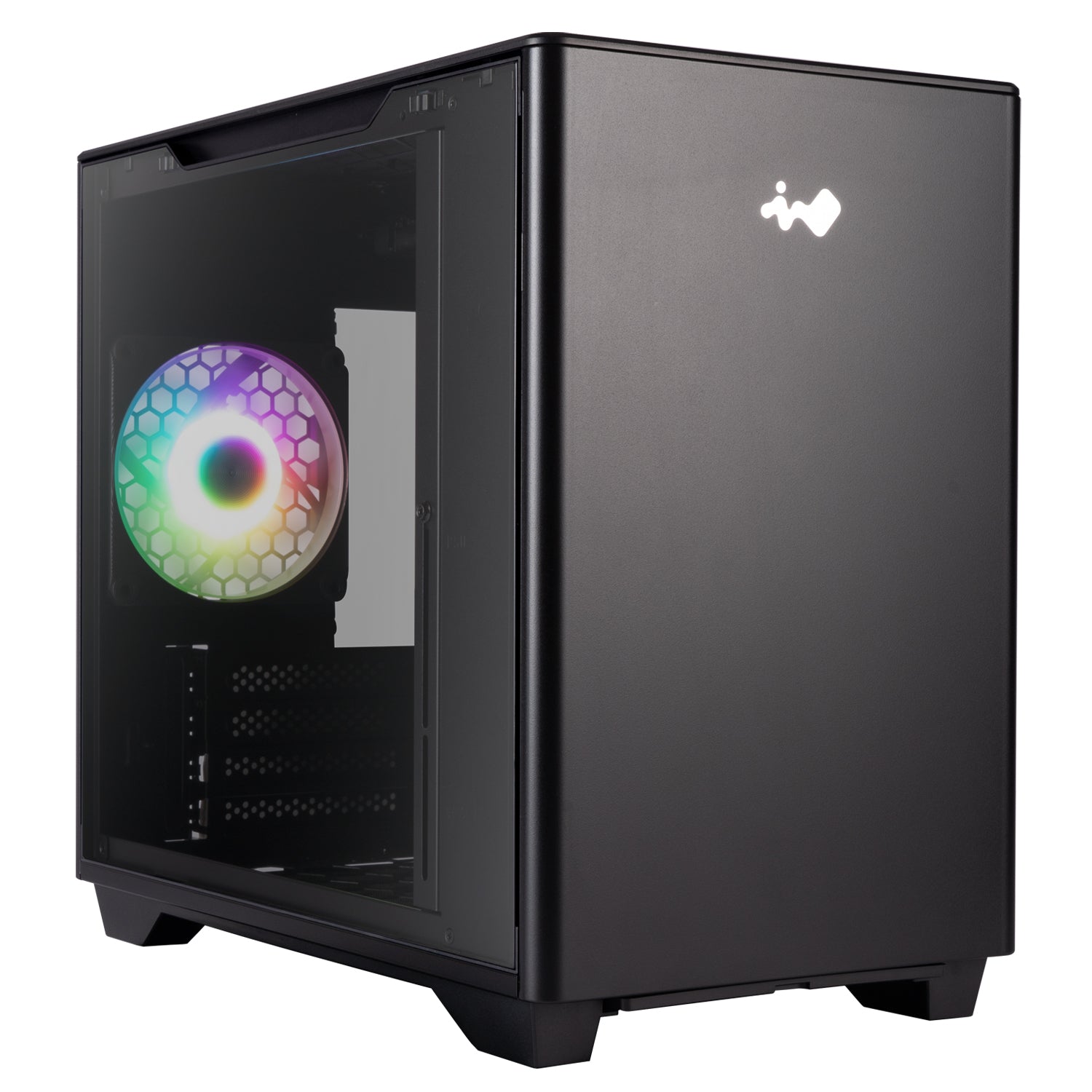 Gabinete InWin A3 Mini Tower, Micro-ATX, con 1 ventilador y panel de Cristal Templado, color Negro