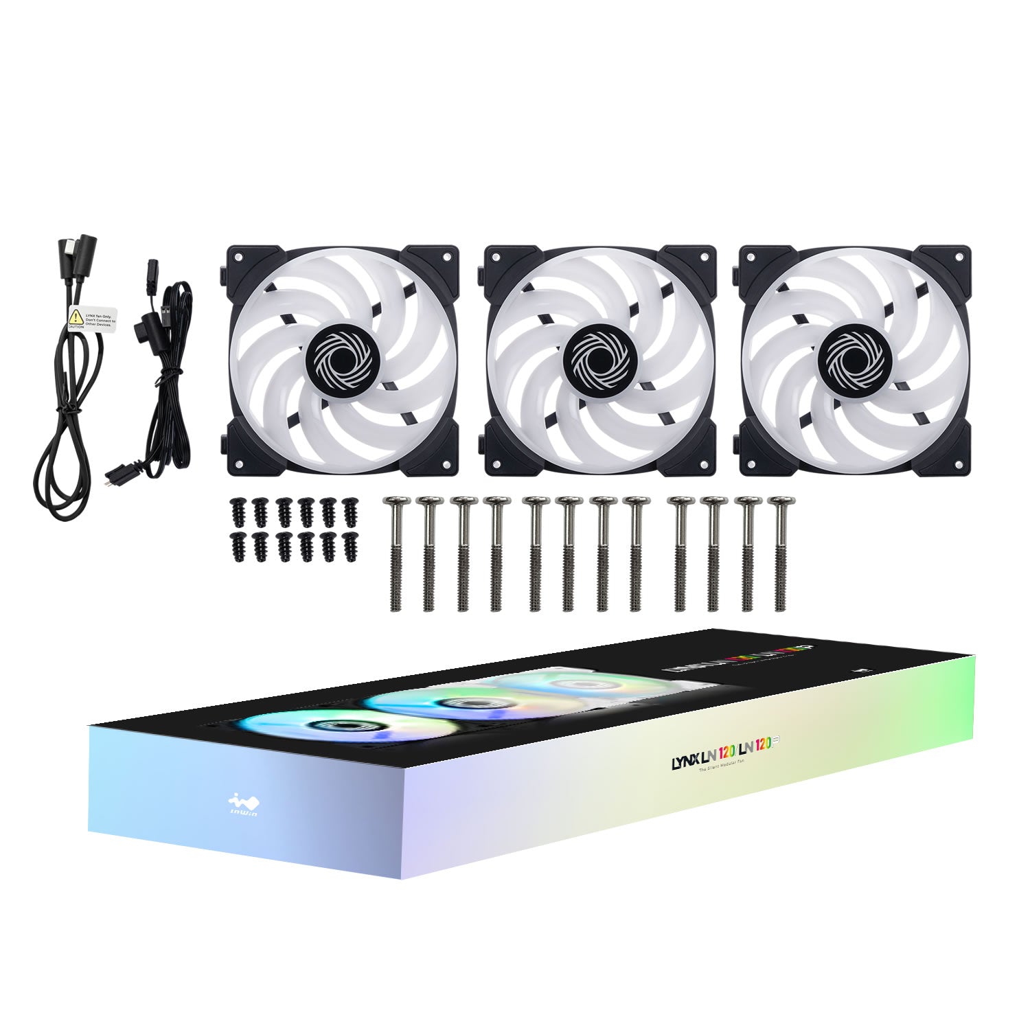 Ventilador InWin LN120 ARGB, 900-2200rpm, color negro, 3pz
